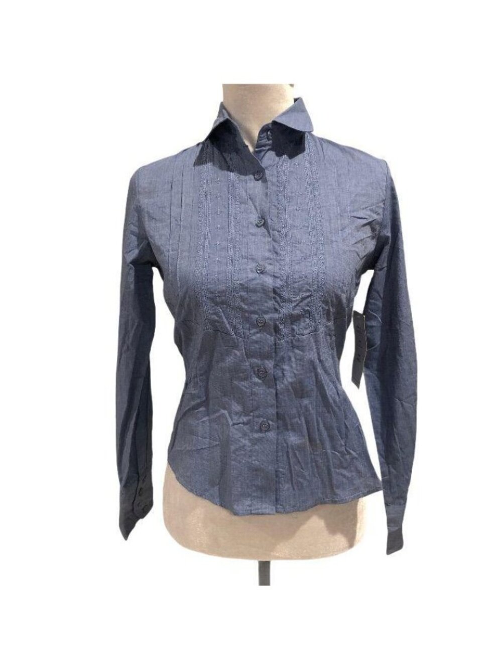 Adolfo Boutique Cotton Button Down Denim Blue Small